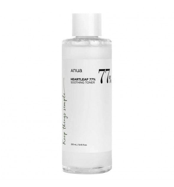 O Anua Heartleaf 77% Toner é um tônico calmante e refrescante formulado com 77% de extrato de Heartleaf (Houttuynia Cordata).