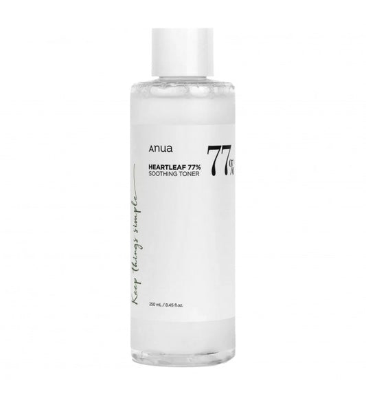 O Anua Heartleaf 77% Toner é um tônico calmante e refrescante formulado com 77% de extrato de Heartleaf (Houttuynia Cordata).